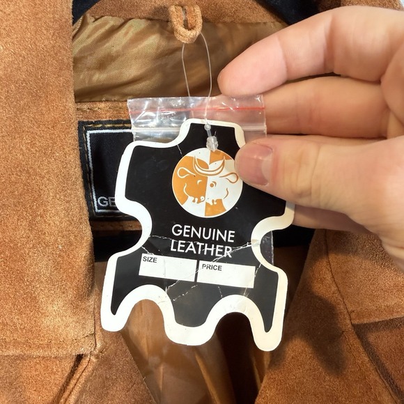 Leather Jacket Womens XL Fringe Brown Button Front Longline 70s Western - Picture 9 of 10